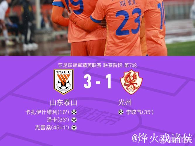 亚冠-克雷桑传射立功 山东泰山主场3-1击败光州FC 亚冠-克雷桑传射立功 山东泰山主场3-1击败光州FC